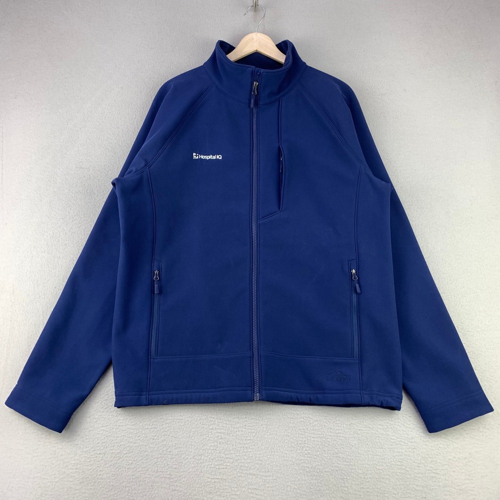 L.L. Bean Discovery Softshell Jacket Mens L Blue Performance Hospital IQ Logo
